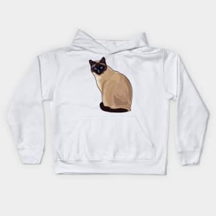 Siamese cat cartoon illustration Kids Hoodie